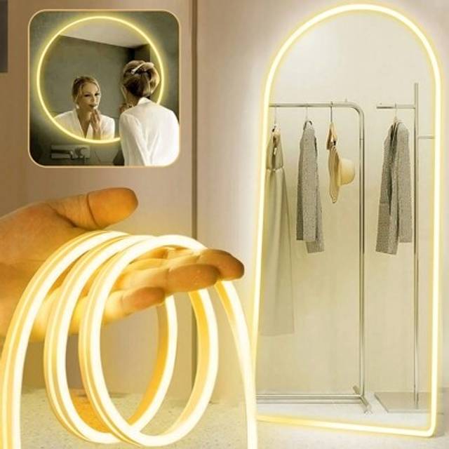 SHEIN 1m/2m/3 Meters/4m/5m LED Touch Sensitive Neon Decorative Light Strip, USB Dimmable Flexible Ambient Lighting, Makeup Mirror Bathroom Vanity Waterproof