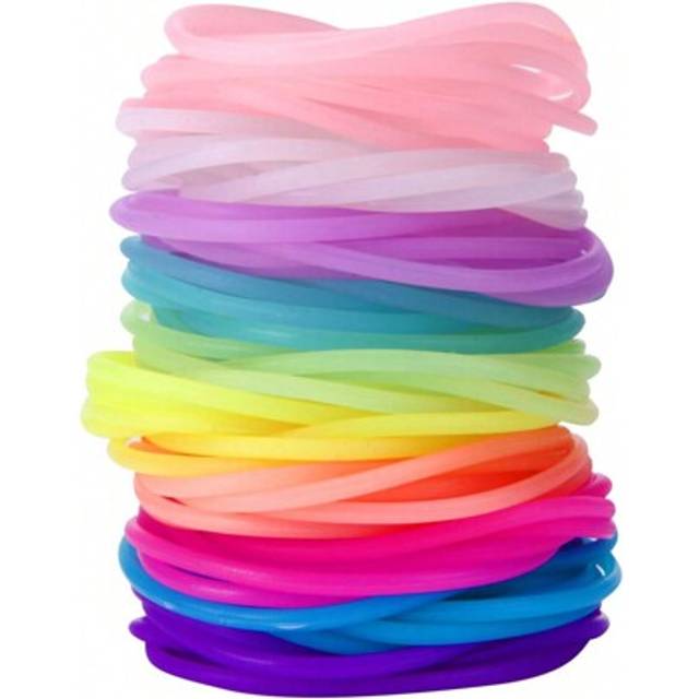 SHEIN 20/50/100pcs Glow Jelly Bracelet 80s Hair Band Multi-Color Rainbow Bracelet, Party Gift Bracelet, Arm Band Vintage Bracelet Band,Christmas