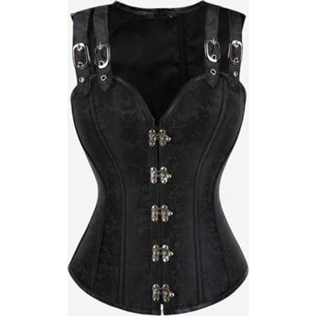 SHEIN Gothic Steel Boned Corset, Vintage Punk Overbust Bodice Bustier For Women, Formal Party, Halloween Cosplay Costume