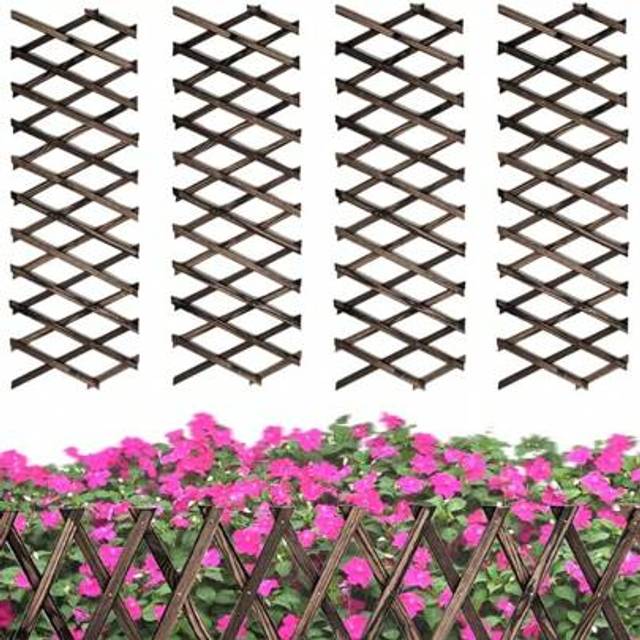 SHEIN 1 Piece Extendable Garden Trellis, Wooden Trellis Fence Wall Panels Elastic Decorative Fence Trellis Suitable For Climbing Plants Outdoor Ivy Ivy Rose