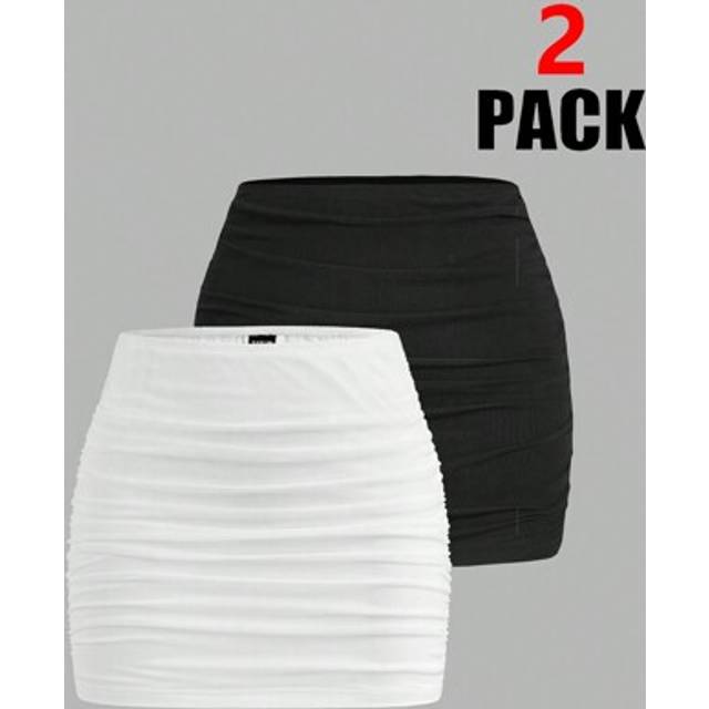 SHEIN Tween Girl Casual Pleated Waist Design Skirt 2 Pieces Set
