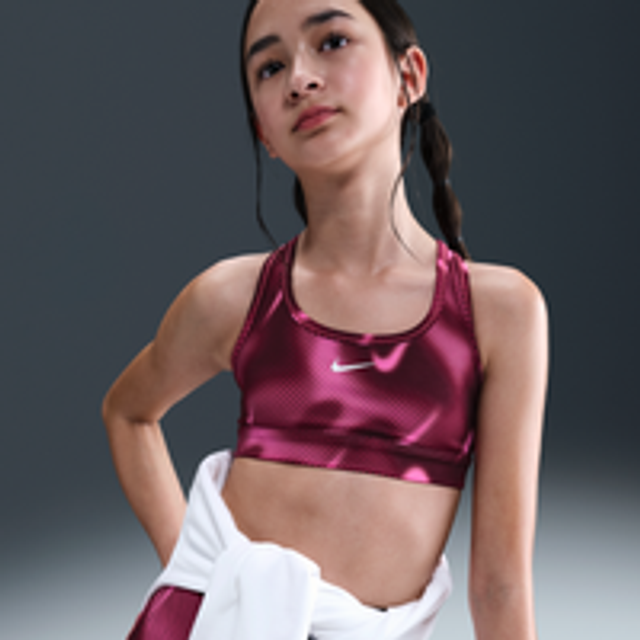 Nike Pro Swoosh Older Kids' (Girls') Sports Bra - Purple - Polyester/Elastane - XL