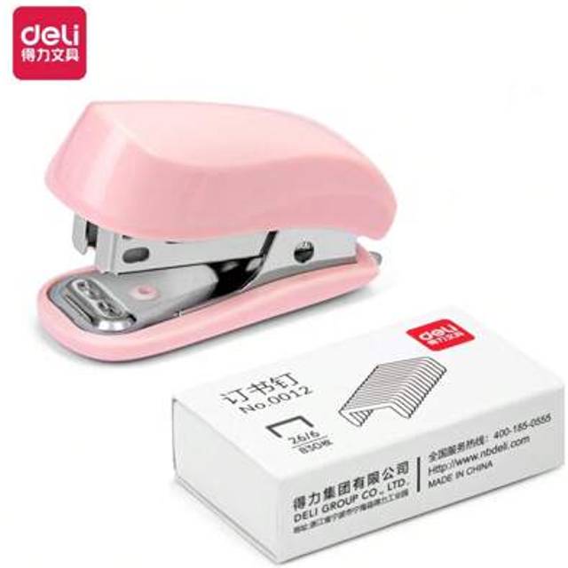 SHEIN Deli Desk Stapler, Mini Cute Student 12# Stapler, Effort-Saving Home/Office/Child Use, Compact Design, Portable (1 Stapler + 1 Pack Of Staples)