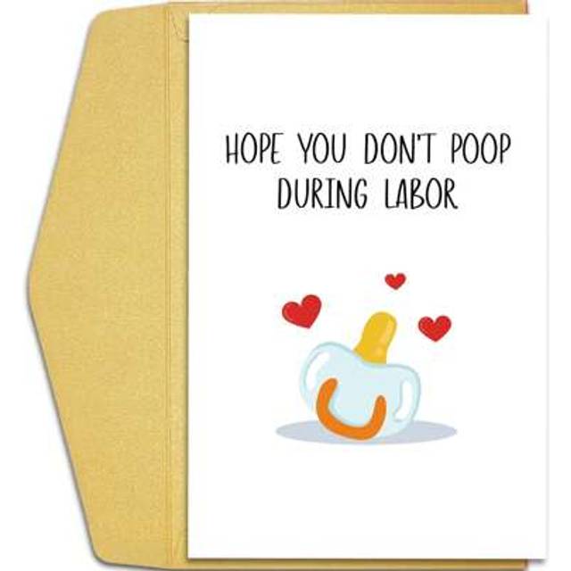SHEIN 1PC Funny Baby Shower Card, Pregnancy Card For Wife Friend Sister, New Baby Card For Mom To Be, Expecting Mom Gifts, Hope You Don&#39;t Poop During Labor