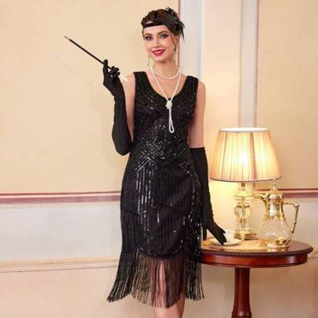 SHEIN Women&#39;s 1920s Vintage Flapper Dress 1920s, Great Gatsby Sequin Fringe Dresses For Party Prom