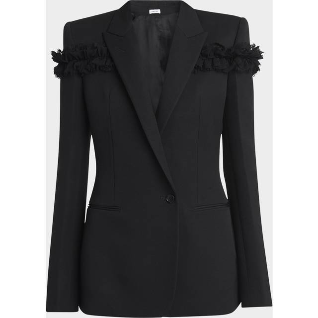Ruffle Single-Breasted Wrap Blazer Jacket - BLACK - 38 IT (2 US)