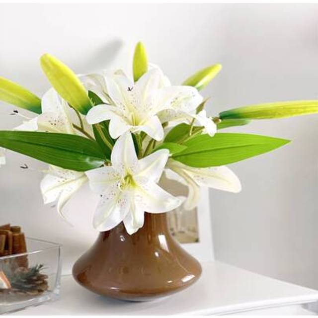 SHEIN 1pc/2pcs/3pcs/5pcs/6pcs Silk Cloth Rubber Artificial Lily Flowers, 33cm Tall, Suitable For Floral Arrangement, Home Decor, Vases, Garden, Window Sill,