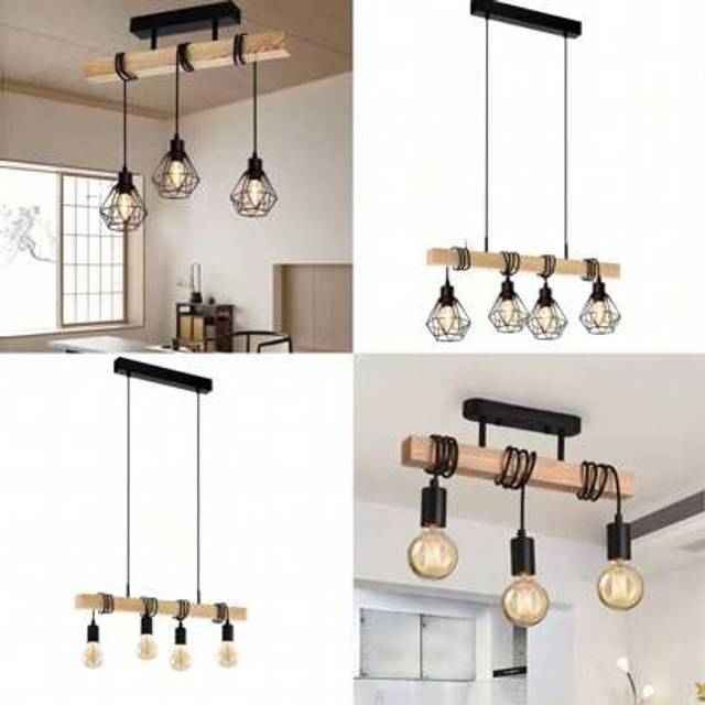 SHEIN Wooden Long Bar Pendant Light, Creative Lighting For Cafe, Clothing Store, Restaurant