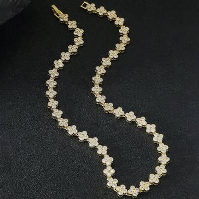 SHEIN 1 Piece Flower Brass Luxury Jewelry Set For Women Necklace Jewelry Gift