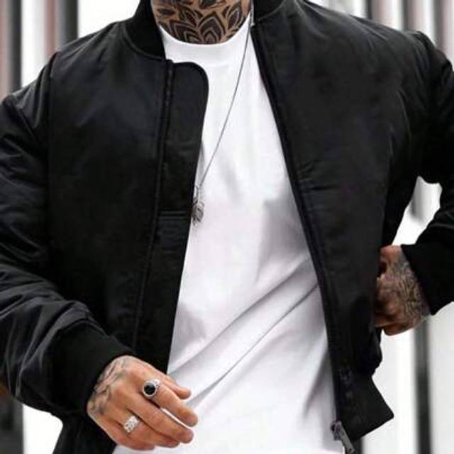 SHEIN Men Spring Autumn Lightweight Casual Baseball Jacket, Fashion Outerwear With Long Sleeve & Zip Up