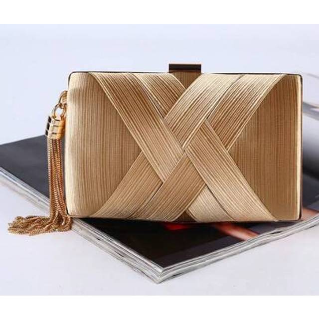 SHEIN Handmade Tassel Decor Evening Bag, Large Capacity Formal Dress Clutch Purse, Silk Hand Carry Bag
