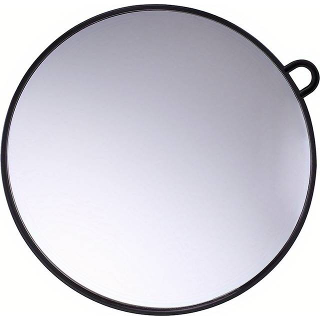 TEMU 1pc High-definition Circular Makeup Mirror With Black Handle - Ideal For Hair Styling, Curly Texture Compatible, Fragrance-free, Salon & Home Use