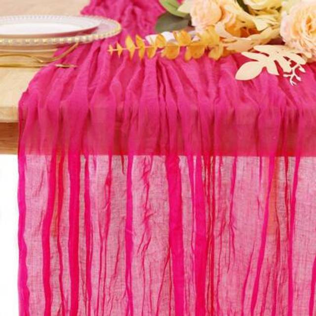 SHEIN Cheese Cloth Table Runner, Boho Rustic Sheer Cheesecloth Table Cloth, Suitable For Wedding Party, Baby Shower, Birthday, Home Decor