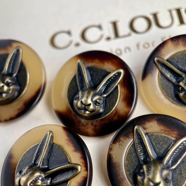 TEMU 5pcs 25mm Vintage Copper Rabbit Head Decorative Buttons, Antique Brass Finish With Black Accents, Large Shank Metal Buttons For Clothing, Hats, And Backpacks, Sewing And Textile Decoration