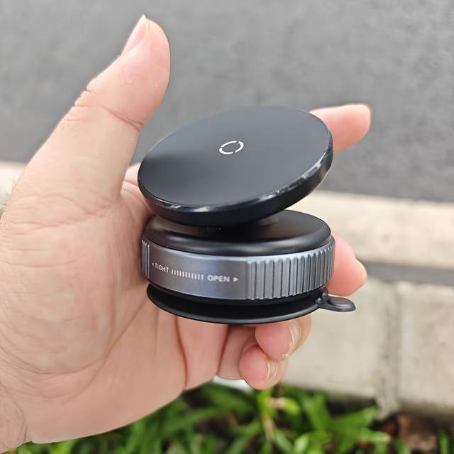TEMU Vacuum Suction Cup Phone Holder, 360° Rotatable, Magnetic Dual-sided Suction Cup Design, Adhesive-free Telescopic Folding, Suitable For Car And Home Use, With Magnet Ring Effect