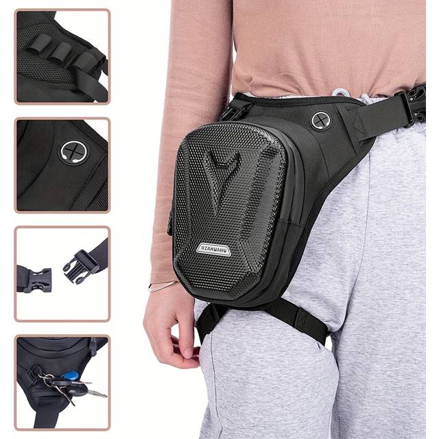 TEMU Motorcycle Cycling Leg Bag Men's Motorcycle Gear Portable Crossbody Fanny Pack Multifunctional Outdoor Sports Waist Bag