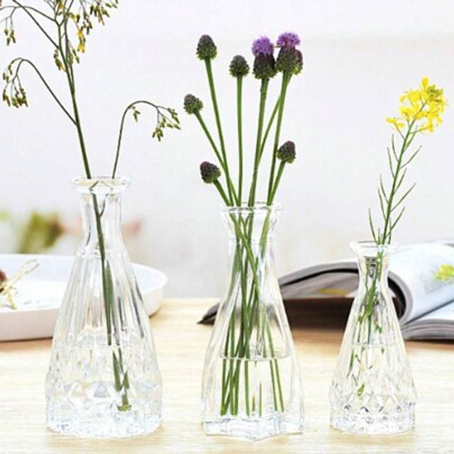 SHEIN 1pc Glass Flower Vase, Modern Clear Vase For Flower,Home Decor,Flower Vase,Centerpiece,Table Decor