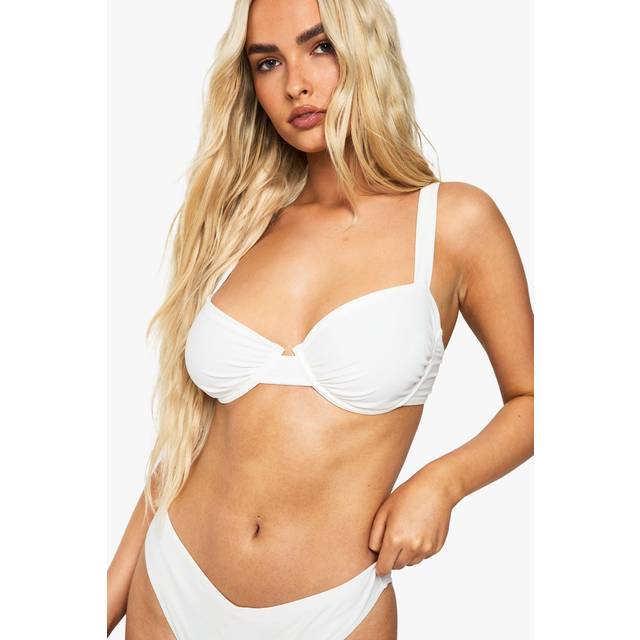 Womens Swimwear Essentials Fuller Bust Balcony Bikini Top - White - 34F, White