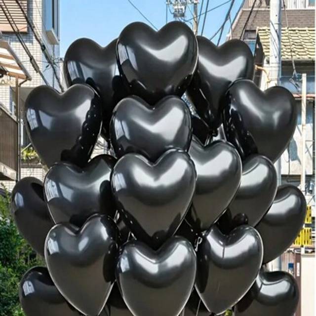 SHEIN 20pcs Black Heart Shaped Latex Balloon - Vibrant Romantic Decorations For Valentines Day, Weddings, Birthdays Celebrations
