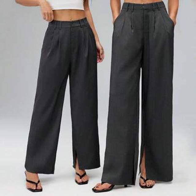 SHEIN Women&#39;s Wide-Leg Trousers Suit Pants Black Casual Pants Loose Women&#39;s Trousers Spring And Autumn