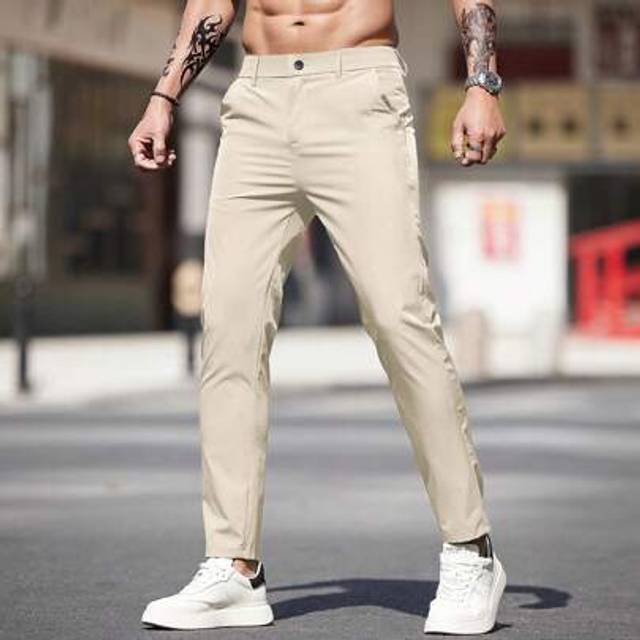 SHEIN Men&#39;s Casual Solid Color Zipper Pocket Daily Work Tapered Pants