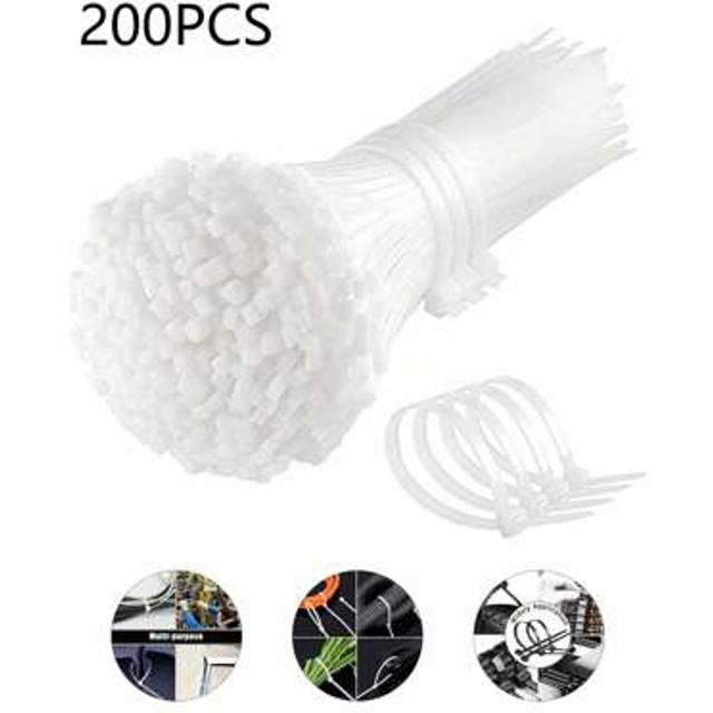 SHEIN 200Pcs Black And White Nylon Zip Ties, Self-Locking Plastic Zip Ties, Bundling Cable Ties, Self-Locking Nylon Zip Ties, Cable Zip Ties, Multi-Purpose