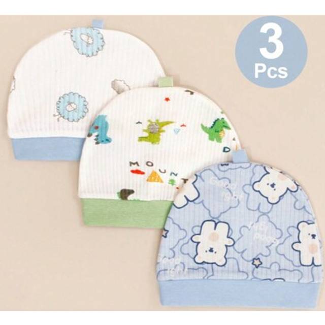 SHEIN 3pcs/Set Infant Cute Ditsy Floral Knit Beanie Hats For Boys, Spring Autumn