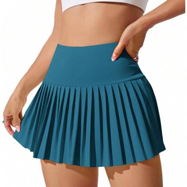 SHEIN Breathable Softness Pleated Sports Skort Blue Skirttennis Skirt Athletic Skirt