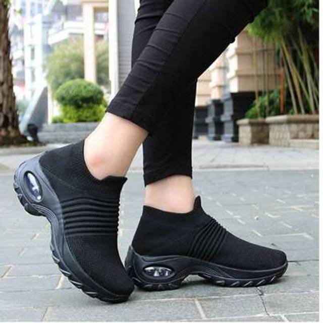 SHEIN HKR Women&#39;s Walking Shoes, Arch Support Anti-Slip Work Sneakers, Breathable Knit Uppers, Lightweight, Suitable For Plantar Fasciitis