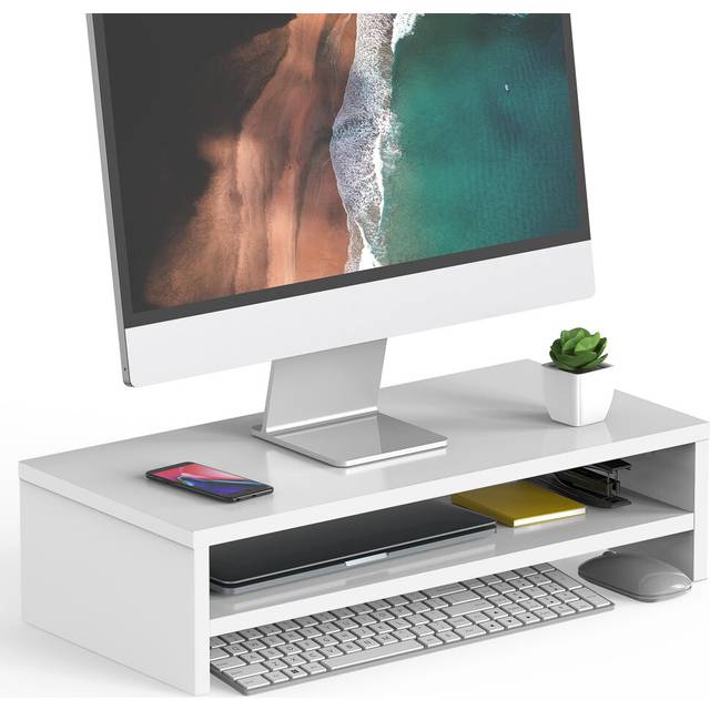 Fitueyes monitor stand 2 tiers computer monitor riser,54cm wood desktop stand fo