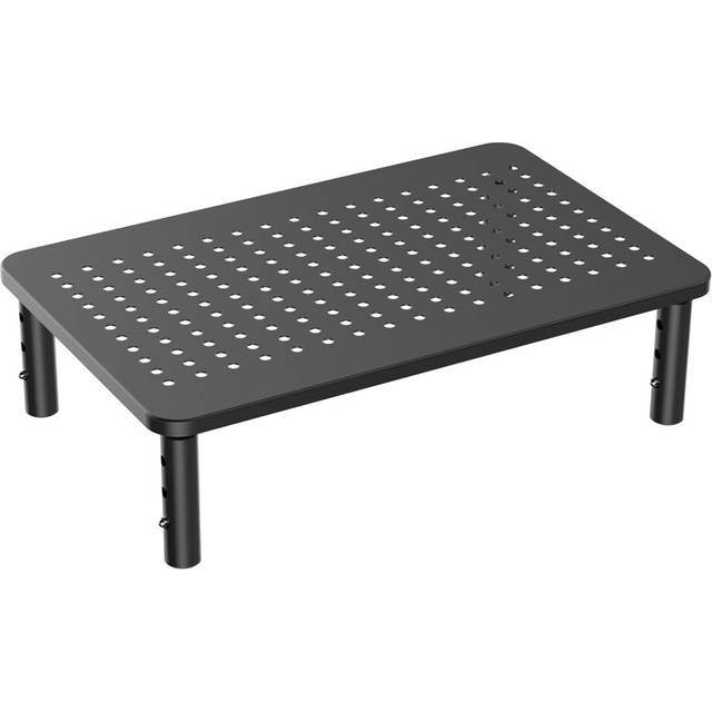 HUANUO Monitor Stand Riser - 3 Height Adjustable Ergonomic Metal Monitor Riser Stand with Mesh Platform for Laptop, Computer, PC, Printer up to 20KG