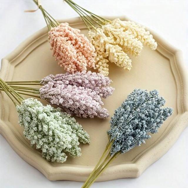 SHEIN 1 Bundle(6pcs Head)/3 Bundle (18pcs Head) Colorful Wheat Ear Artificial Flower Bouquet - Perfect For Home Decor, Weddings, Birthdays & More!, Valentin