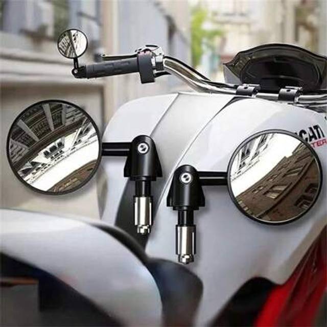 SHEIN 2PCS Motorcycle Rear View Mirrors Round 7/8&#34; Handle Bar End Foldable Motorbike