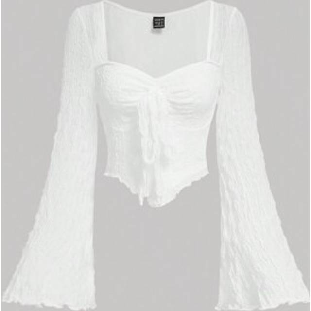 SHEIN Tie Front Bell Sleeve T-shirt