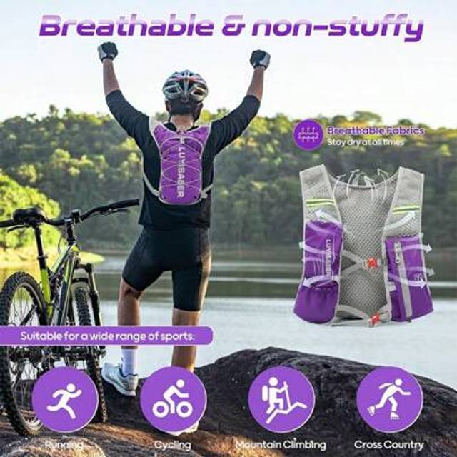 SHEIN 5L Marathon Running Hydration Vest, Lightweight Running Hydration Pack Without Water Bladder, Waterproof Sports Storage Bag Suitable For Triathlon, Ma