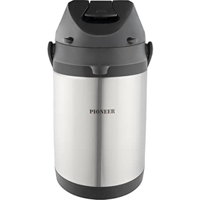 Pioneer Airpots Stainless Steel Hot Cold Water Tea Coffee Dispenser Conference Event Flask, 3 Litres, Silver (3L)