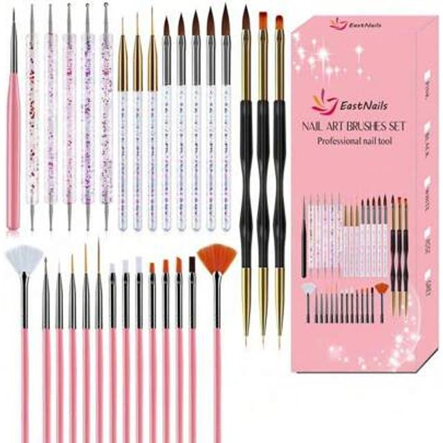 SHEIN 31/35pcs Professional Nail Art Brush Set - 3D Builder Gel Brush, Acrylic Drawing Pen, Salon-Quality Design Tools For Home Manicure And Salon Use