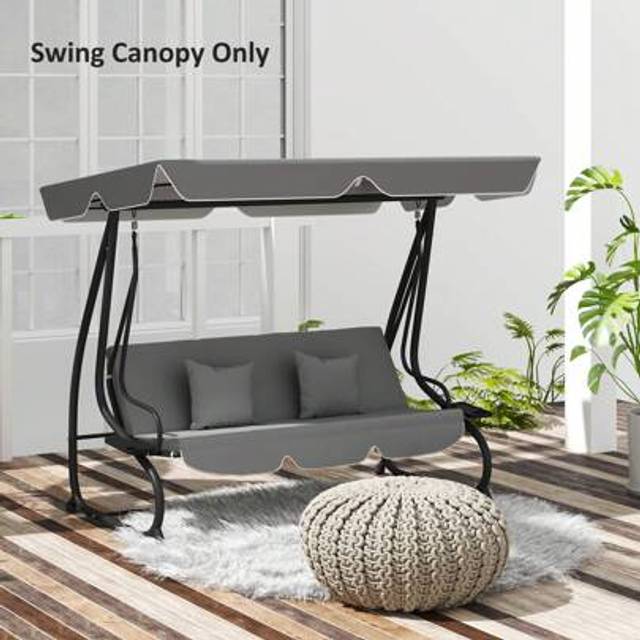 SHEIN Outsunny Garden Swing Canopy Replacement 3 Seater, Waterproof Garden Swing Seat Canopy Cover, Windproof Anti-UV Sun Shade (Canopy Only) For Patio, Bal