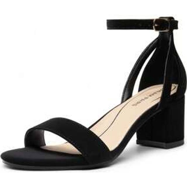 SHEIN Women&#39;s Chunky Low Heels Open Round Toe Ankle Strap Block Heels Party Dress Wedding Sandals
