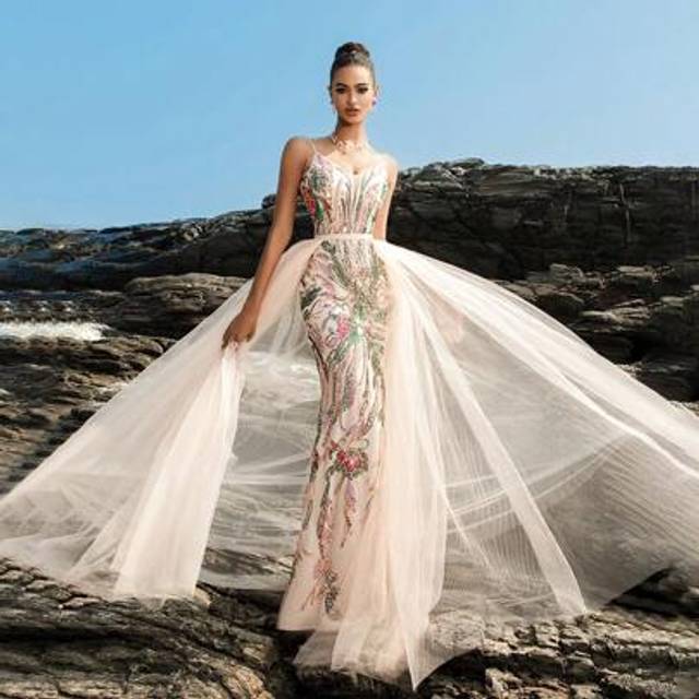 SHEIN Gorgeous Spaghetti Strap Beaded Sequins Evening Dresses Gowns, Wedding Guest Dress, Elegant Prom Dress, For Wedding Guest, Graduation, Dinner