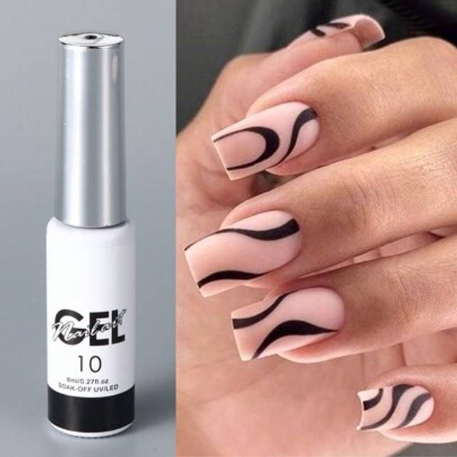 SHEIN 1Box 8Ml Black Line Painting Gel Nail Polish Graffiti Stripe French Design Semi Permanent Nail Polish Soak Off Uv Varnish Diy Painting Draw Nail Art M