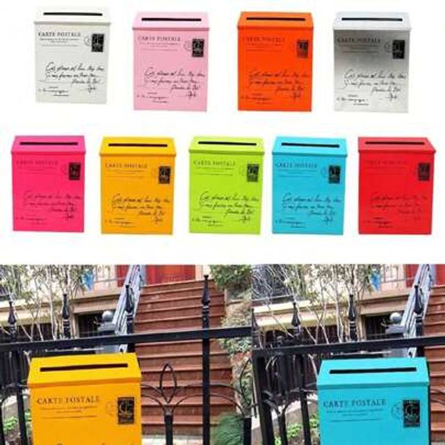 SHEIN Vintage Villa Town Galvanized Iron Post Mailbox Letterbox Postbox Newspaper Magazines Holder Box Catcher Guard Garden Door Ornament, Yard Door Mailbox
