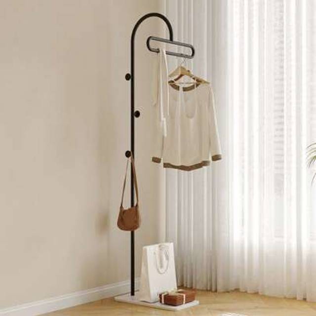 SHEIN Scandinavian Style Home Hanging Clothes Rack, Creative Modern Luxury Bedroom Cream-Colored Floor Standing Coat Rack Storage Clothes Stand