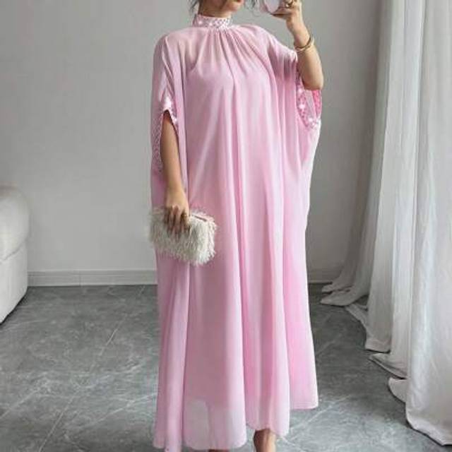 Chiquease European & American Style Studded Capelet Stand Collar Dress For Women