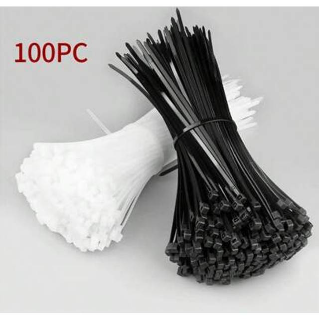 SHEIN 100pcs Black And White Self-Locking Nylon Cable Ties Wire Organizer Tools