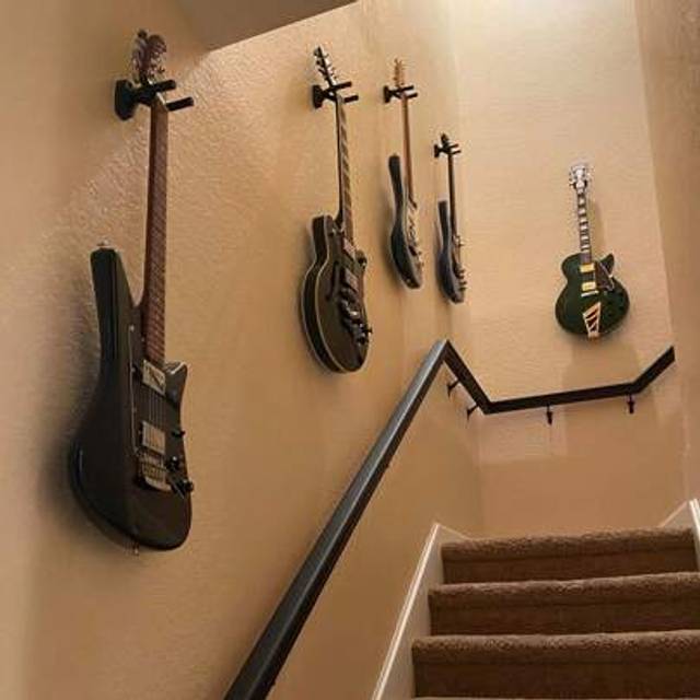 SHEIN 1/2pcs Black Guitar Wall Mount Hook - Iron, Safely Holds Acoustic & Electric Guitars, Ukulele - Great For Bedroom Storage, Guitar Accessory