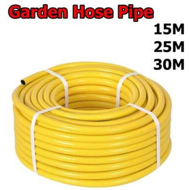 SHEIN 15M/25M/30M Braided PVC Yellow Garden Hose Pipe, Reinforced Watering Hosepipe Reel