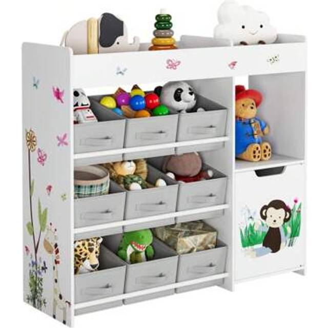 SHEIN Kid&#39;s Toy Storage Unit, Children&#39;s Toy Box Organiser With 9 Non-Woven Fabric Bin, Large Bookshelf Rack Cabinet For Nursery, Kindergarten, Playroom, Wh