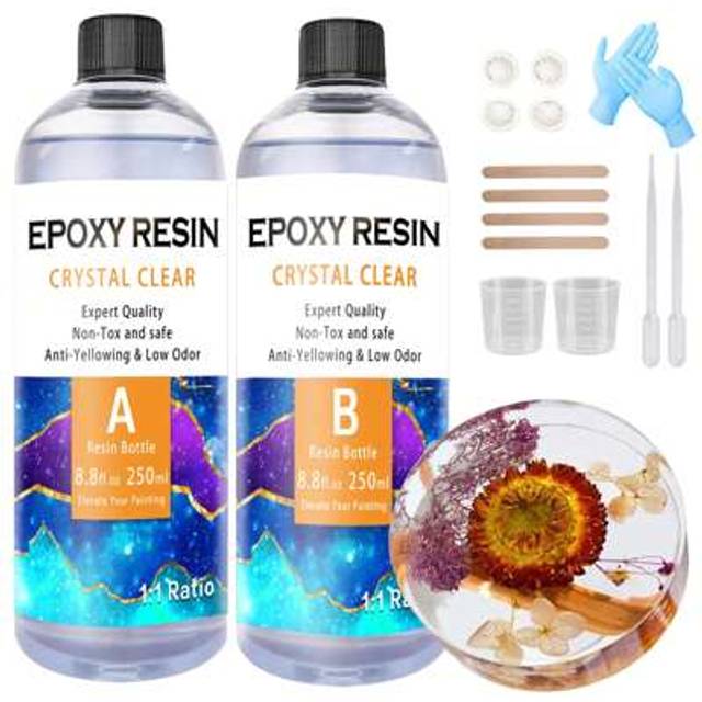 SHEIN 500ml Crystal Epoxy Resin Kit - Table Top Epoxy Resin Kit - Epoxy Resin For Resin Molds, Table Top, Art Resin, Craft, Jewelry Casting, DIY, Tumblers &