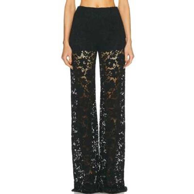 SHEIN .Women&#39;s See Through Lace Pants Transparent Sheer Mesh Straight Leg Pants Hollow Out Slim Trousers Cover Up Pants